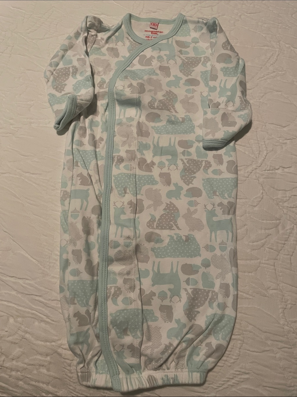 Magnetic Me Mint and Gray Woodland Animal One-Piece Bodysuit